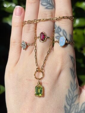 Peridot charm necklace